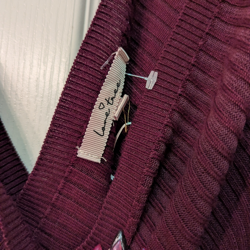 Love Tree Maroon Ribbed Knit Top - Picture 3 of 3